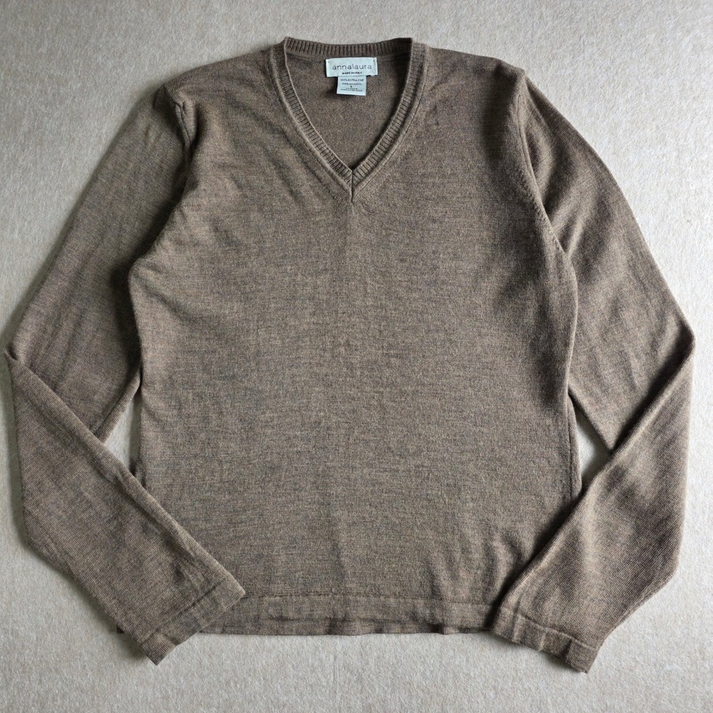 AnnaLaura Extra Fine Merino Wool Sweater Sz L‎ Neutral Minimalist Quiet Luxury